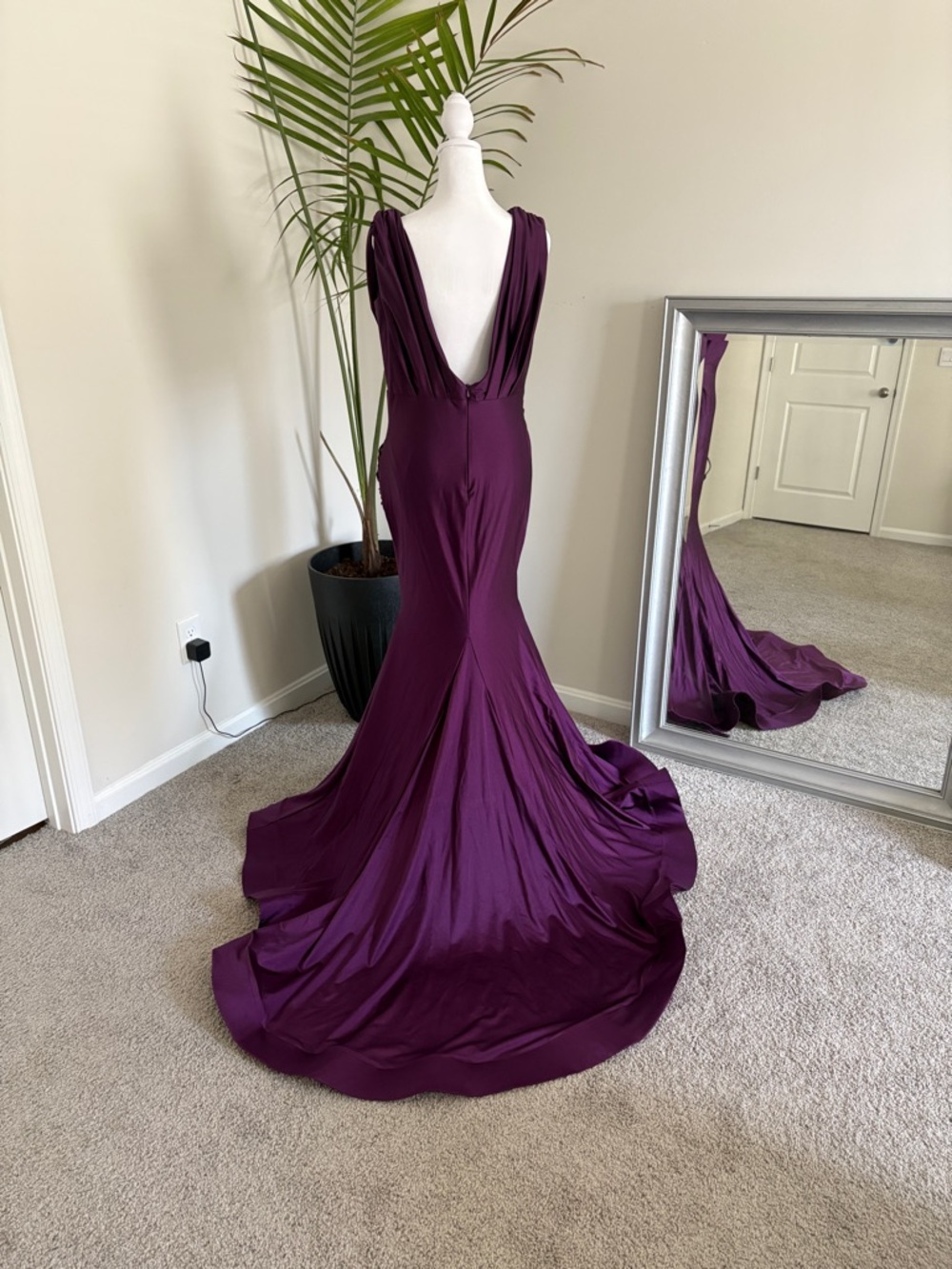 V-Neck Draped Formal Gown - Picture 3 of 11